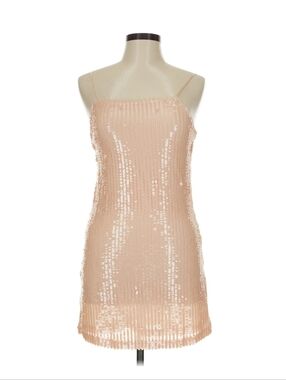 Mango Metallic Cream Peachy Sequin Slip Mini Dress NWT Size 6